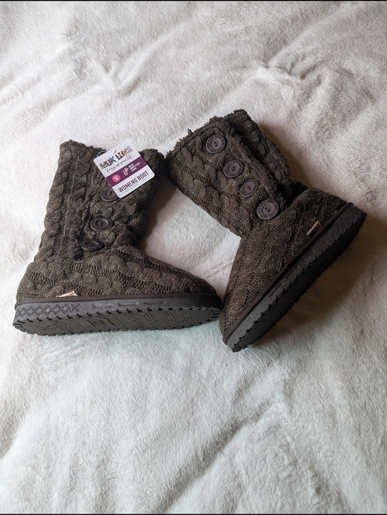 Muk Luks Shoes - Muk Luks Women's Cable Knit Button Moccasins - Brown